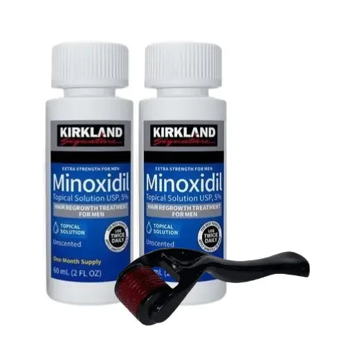 2 Frascos de minoxidil kirkland mais 1 Dermaroller